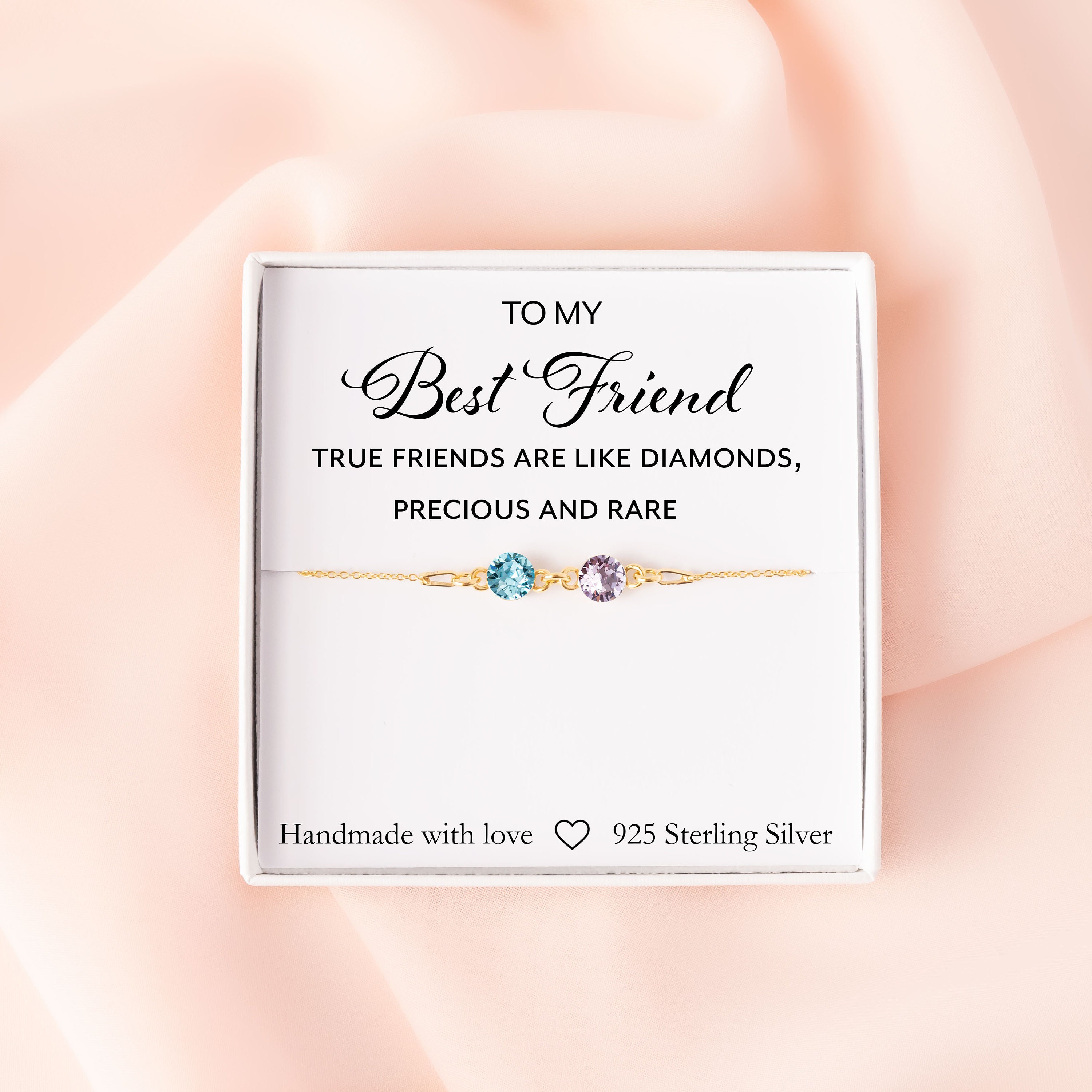 Best Friend Bracelet, Two Birthstone Bracelet, Gift For Best Friend, Personalised Gift