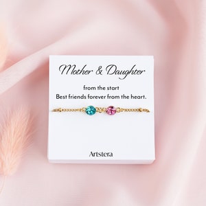Mother & Daughter Bracelet, Two Birthstone, Personalised Gift, Mothers Day Gift, Gift For Daughter, Mum Bracelet