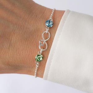 Personalised Infinity Birthstone Bracelet, Mother Daughter Gift, Friendship Bracelet for Women, 925 Sterling Silver Jewellery