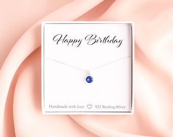 Happy Birthday Necklace Gift, Personalized Gift, Birthstone Necklace