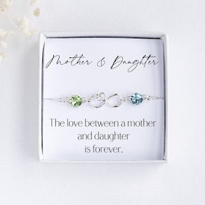 Mother Daughter Infinity Bracelet with Birthstones, Personalised Mother Daughter Bracelet Gift, Mothers Day Gift