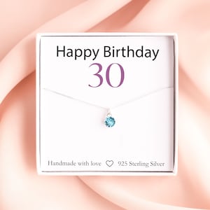 Collier 30e anniversaire avec pierre de naissance : pendentif en cristal en argent sterling