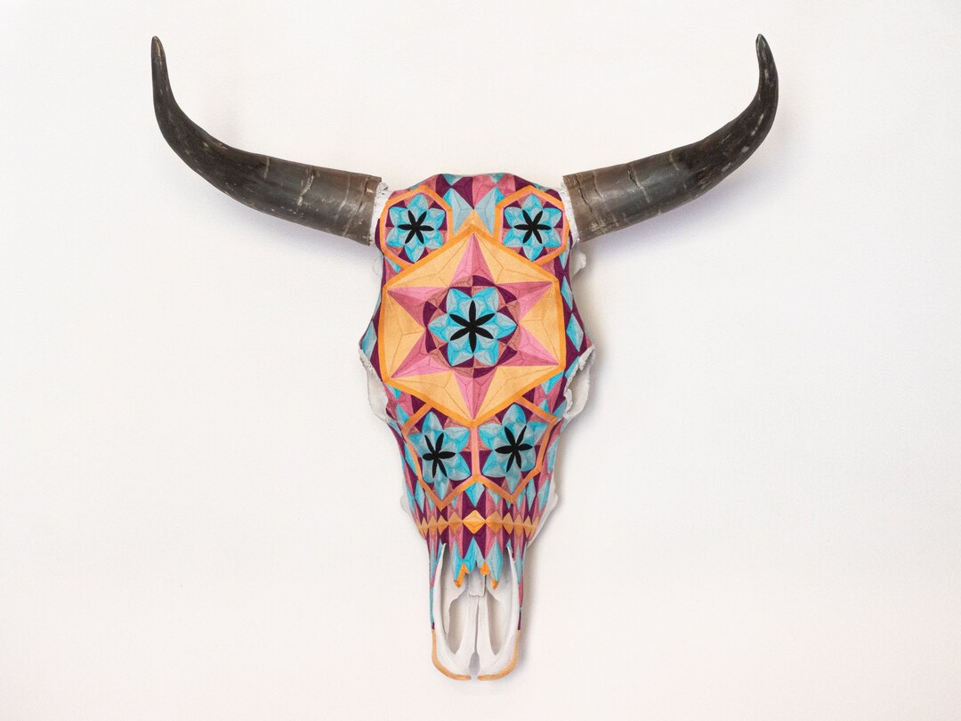 Huichol Beaded Cow Skull, Small