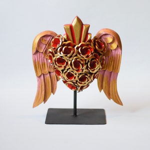 Red Flying Heart - Mexican Folk art