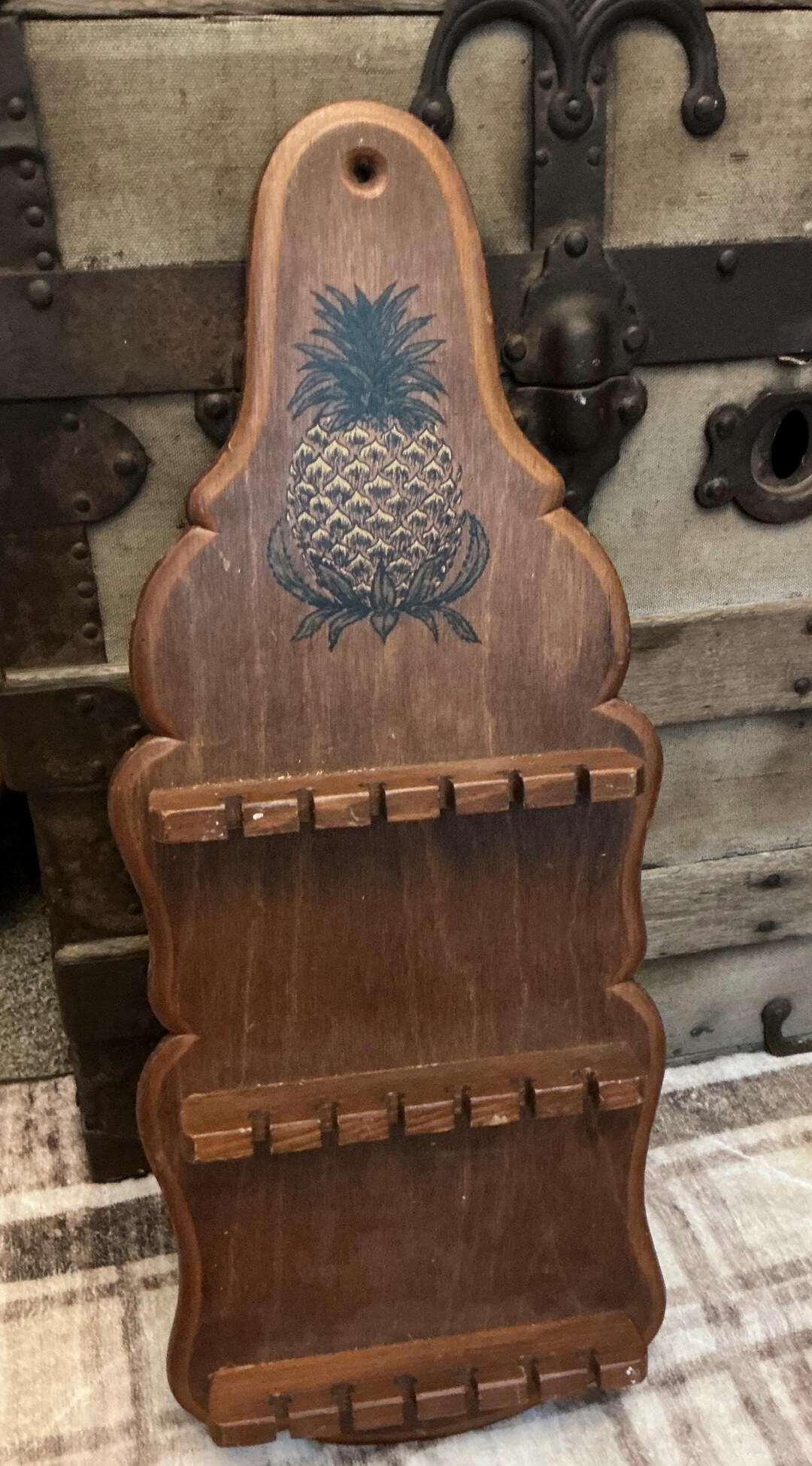 Commemorative Spoon Racks Vintage Wooden Spoon Display Rack With Pineapple Motif | Colonial ...