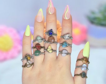 KAUFEN SIE 2, ERHALTEN SIE 1 GRATIS! Draht Gewickelt Kristall Ring | Edelstein Ring | Geburtsstein Ring | Drahtring | Hippie Ring | Echte Kristallringe