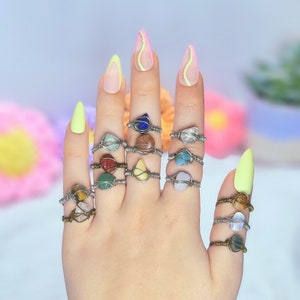 BUY 2 GET 1 FREE! Wire Wrapped Crystal Ring, Gemstone Ring, Crystal Ring, Birthstone Ring, Wire Ring, Hippie Ring, Real Crystal Rings