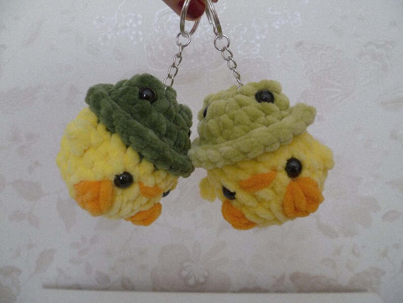 Crochet Mini Chick With Frog Hat Plushie | Crochet Chick Keychain ...