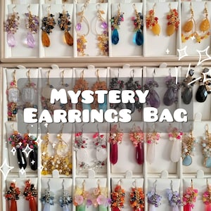Crystal Earrings Mystery Bag, Handmade Natural Gemstone Dangle Earrings, Jewelry Grab Bag