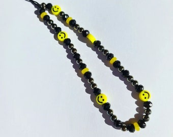 Beaded phone charms | Pearl & Pick n' Mix charm | Personalised phone chain | Phone strap | iPad charm | Smile face charm