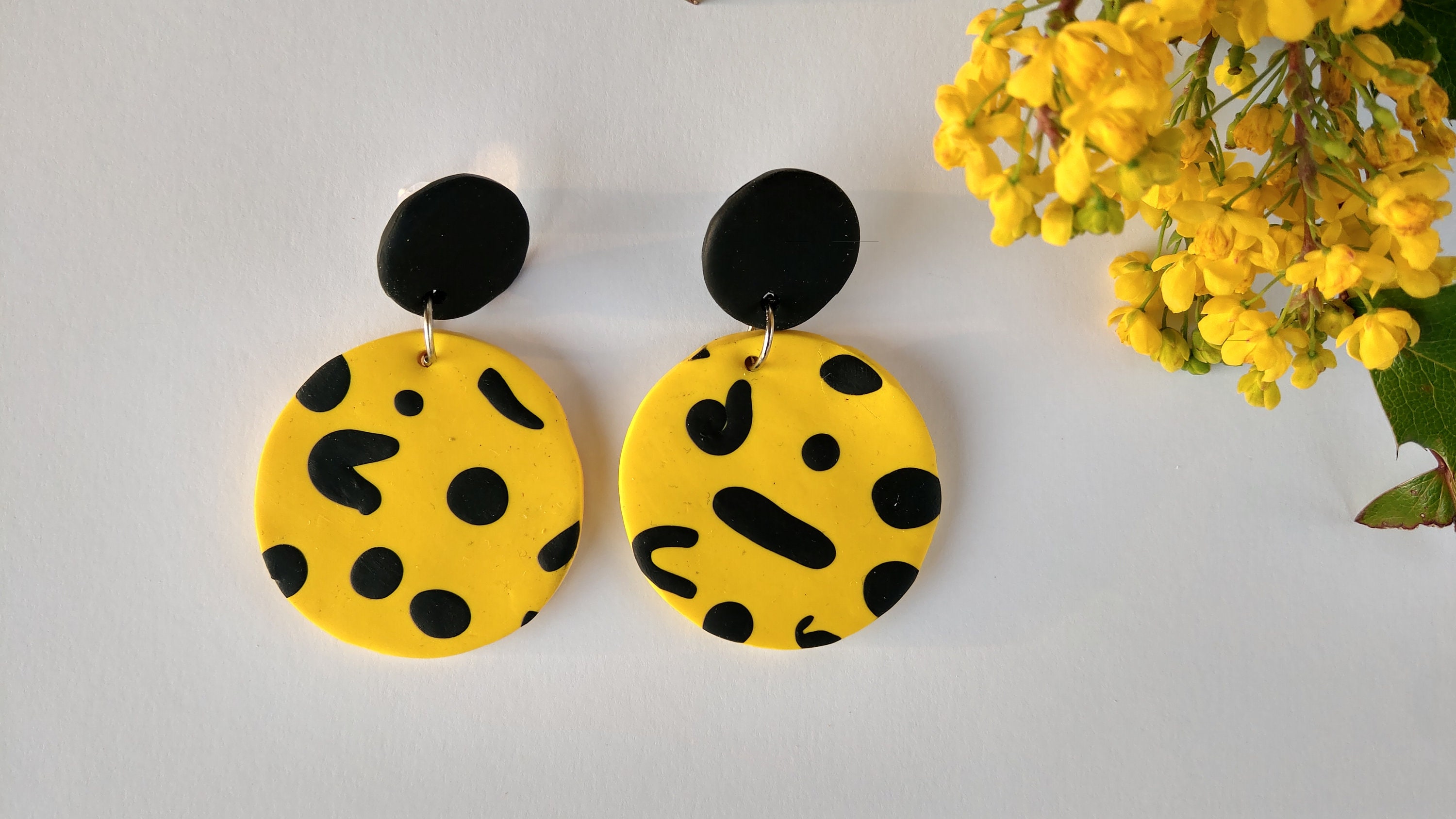 Yellow Clay Earrings Clay Earring womens earrings polymer Etsy