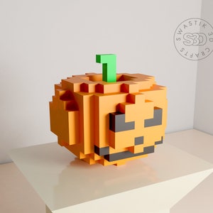 Halloween pompoen 3D Papercraft-sjabloon, Lowpoly Papercraft, Voxel Art, 3D Voxel Art papieren sjabloon SVG pdf-sjabloon