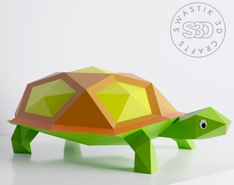 Modèle PDF de Turtle Papercraft , Papercraft 3D, Lowpoly Papercraft, Pepakura Papercraft, Art Origami, Tortue, Tortue 3D SVG , Tortue
