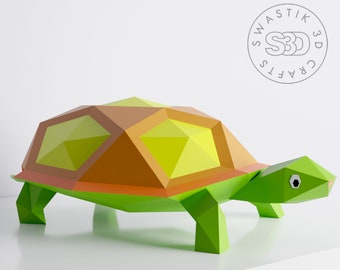 Turtle Papercraft PDF Template: 3D Lowpoly Origami Art