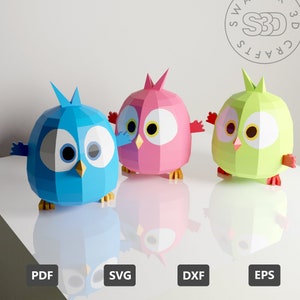 Modelo PDF de passarinho na lua / Hatchling / Papercraft / 3d Papercraft / Lowpoly Papercraft /Luna craft / Fawn on Moon / arquivo Cricut SVG