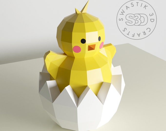 Easter Rabbit Egg Papercraft PDF, DIY 3D Paper Sculpture, Low Poly ...