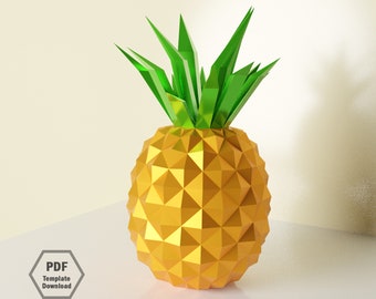 PDF Template of Pineapple  papercraft DIY Papercraft/3d Papercraft/pineapple craft/kids craft/lowpoly craft /Papercraft Pdf/ PDF template