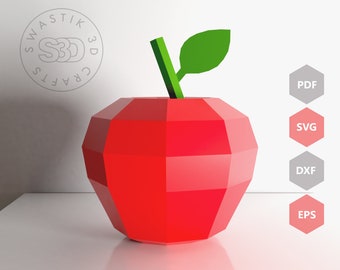 PDF Template of Apple Fruit Papercraft / 3D Apple papercraft / Fruit papercraft / Birthday Decoration/ Fruit Decor / Origami/ Lowpoly Apple