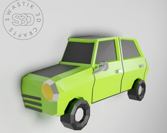 3D Car Papercraft Template, Mr. B's Car (svg, eps, dxf, pdf Files) (Digital Download)