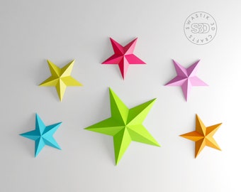 3D Star Papercraft , Star Paper craft Pattern, Star SVG File, Lowpoly Star, Star Pepakura, Star papercraft template PDF