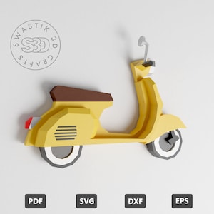 Scooter 3D Papercraft , Papercraft Template of 3D Scooter , PDF Template of scooter paper craft , Lowpoly Papercraft , Pepakura file SVG DXF