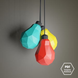 Lowpoly 3D Bulb/Papercraft/3D Papercraft/Papercraft Pdf / PDF template craft/ Kids craft/ Wall decor