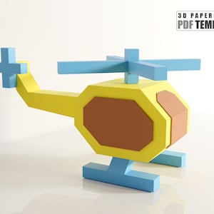 Toy Helicopter Papercraft Template, Cute Helicopter 3D Papercraft, Lowpoly Papercraft, Pepakura Papercraft Template, Kids Papercraft