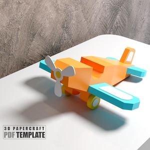 Vliegtuig 3D Papercraft voor kinderen | Papercraft-sjabloon voor laag poly vliegtuig in pdf| Papieren modelvliegtuig | Origami | Woondecoraties
