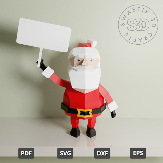 DIY Paper Santa Claus Mask 3D Papercraft template PDF