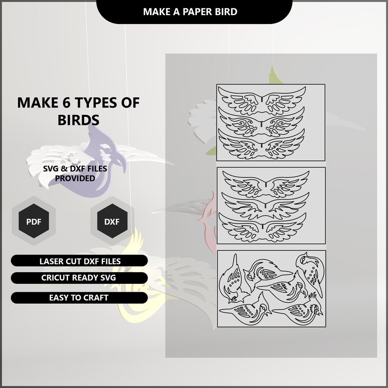 Paper Birds SVG Bundle | 6 Designs, Laser Cut Files (digital Download ...