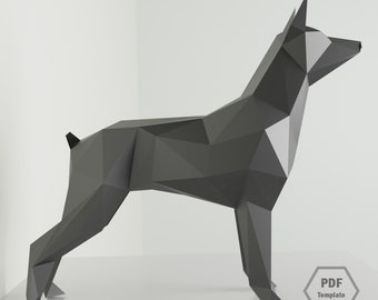 Doberman Pinscher Papercraft / 3d Dog papercraft/ PDF Template/ Dog Papercraft/ PDF Template Dog/ Pinscher Papercraft/Lowpoly papercraft