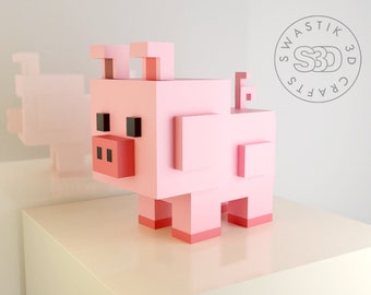 Papercraft 3d Template of Pig , Lowpoly 3D Pig , Papercraft Template , Voxel Art , Pepakura Template , DIY Birthday decoration , SVG files