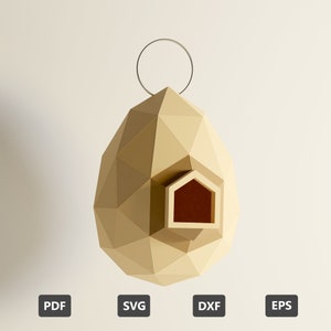 Bird House 3d Papercraft Template With SVG for Cricut, Lowpoly Bird ...