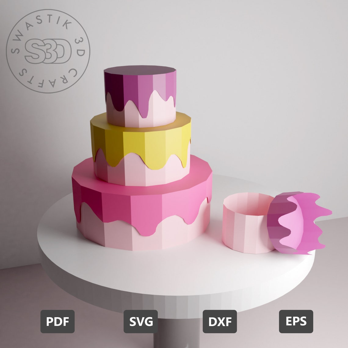 Cake Papercraft PDF Template / 3D Cake Surprise Box / Birthday Etsy Cake Papercraft PDF Template / 3D Cake Surprise Box / Birthday Etsy