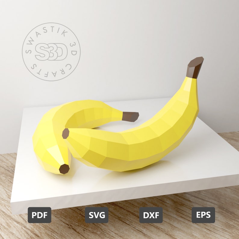 PDF Template of Banana Fruit Papercraft / 3D Banana Papercraft | Etsy