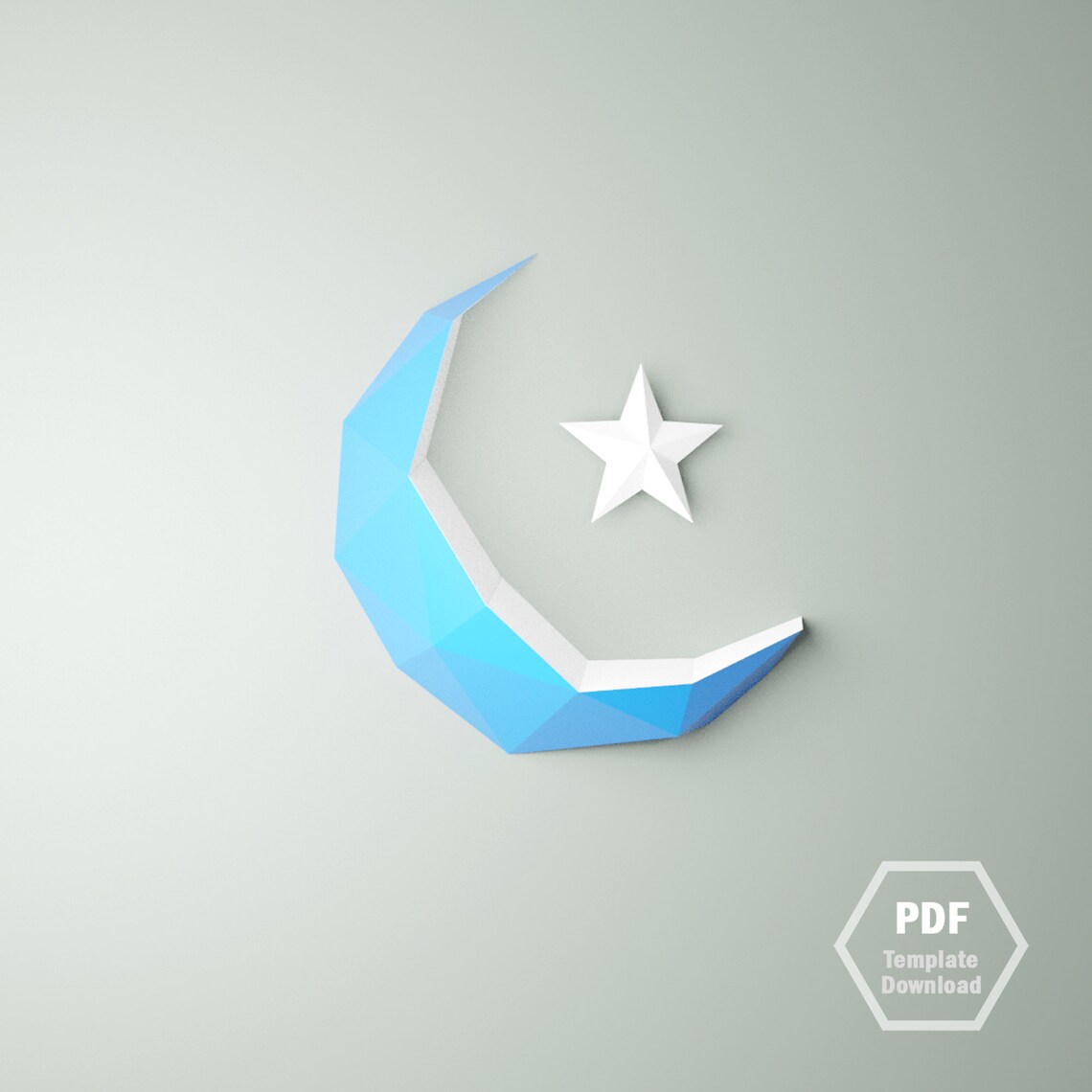 3D Moon and Star Papercraft Template: DIY Wall Decor (PDF) - Etsy