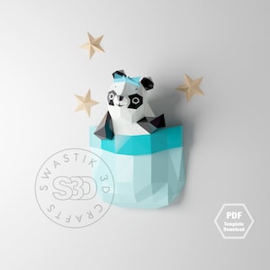 PDF Template of Panda in Pocket/ Panda Papercraft/ 3d Papercraft/ Lowpoly Papercraft/ Origami/ Lowpoly Panda/ Wall decor/Bithday Decoration/