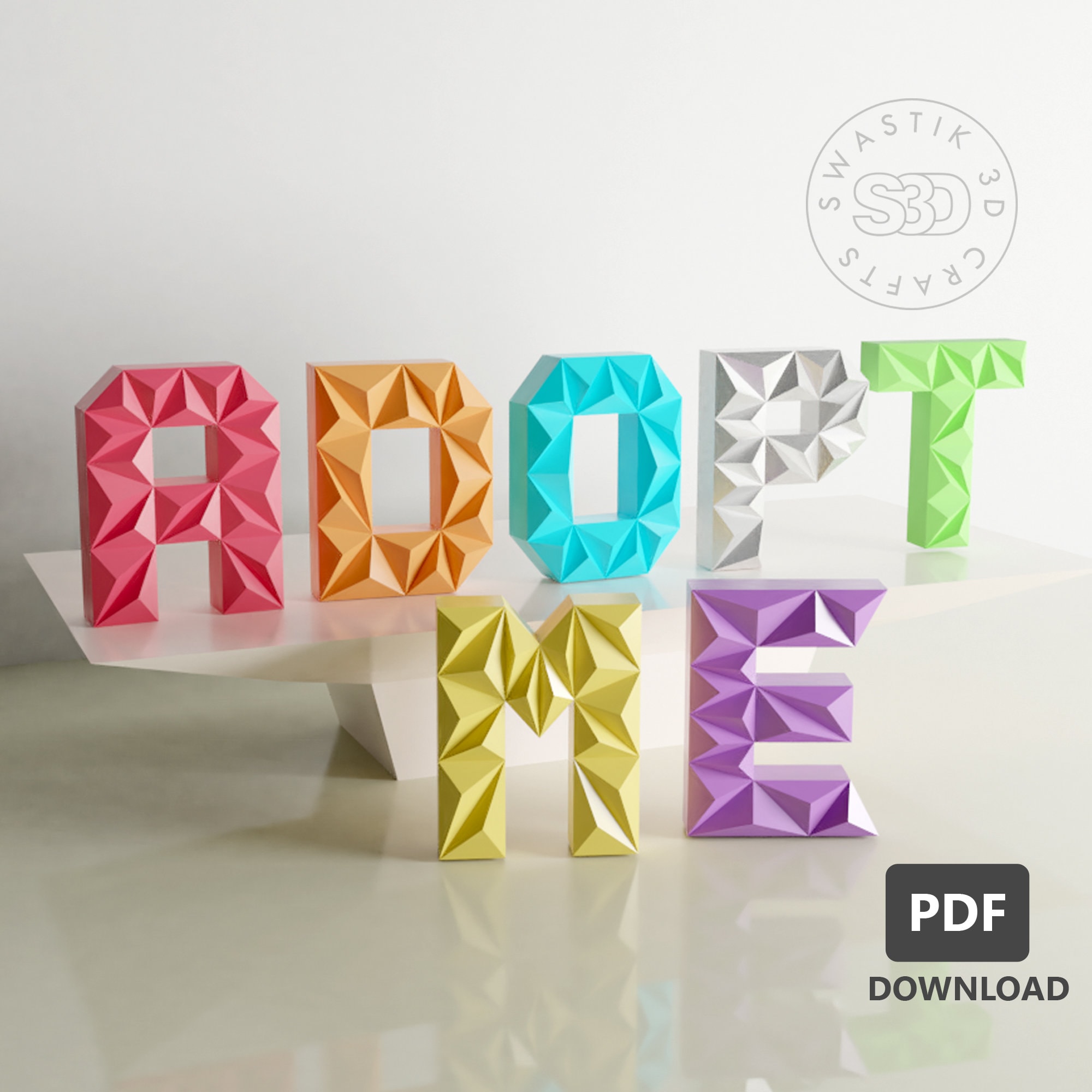 3D Letter Papercraft ADOPTME Letters in 3D Papercraft Etsy Australia