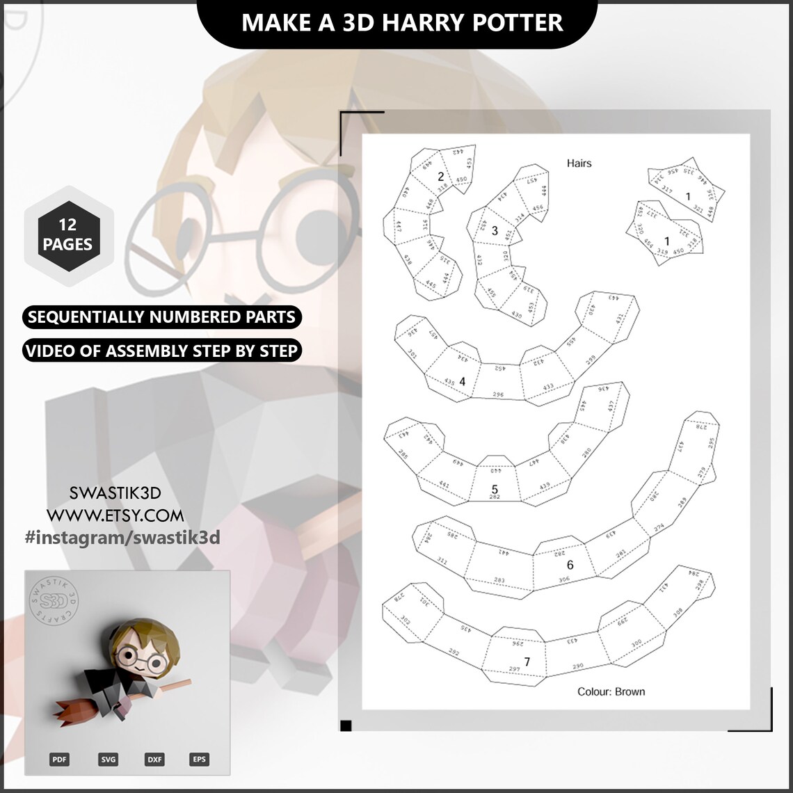 PDF Template of Harry Potter Papercraft / Lowpoly Papercraft / | Etsy