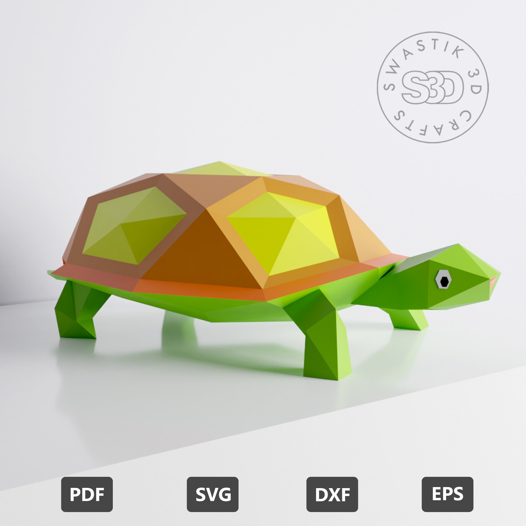 PDF Template of Turtle Papercraft 3D Papercraft Lowpoly Etsy.de