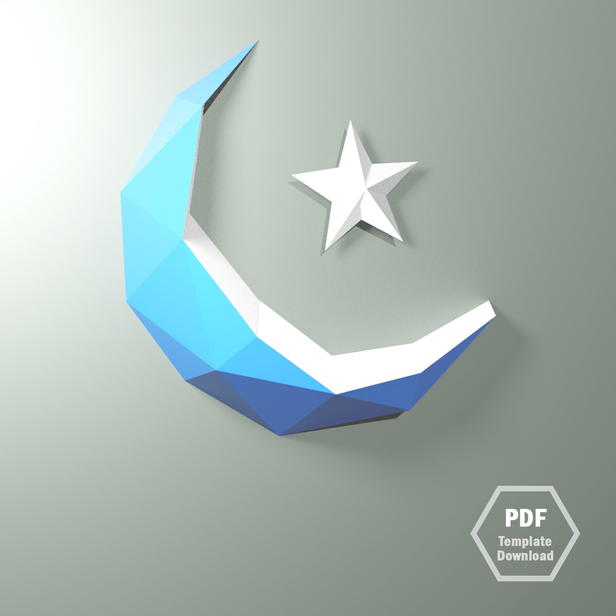 3D Moon and Star Papercraft Template: DIY Wall Decor (PDF) - Etsy