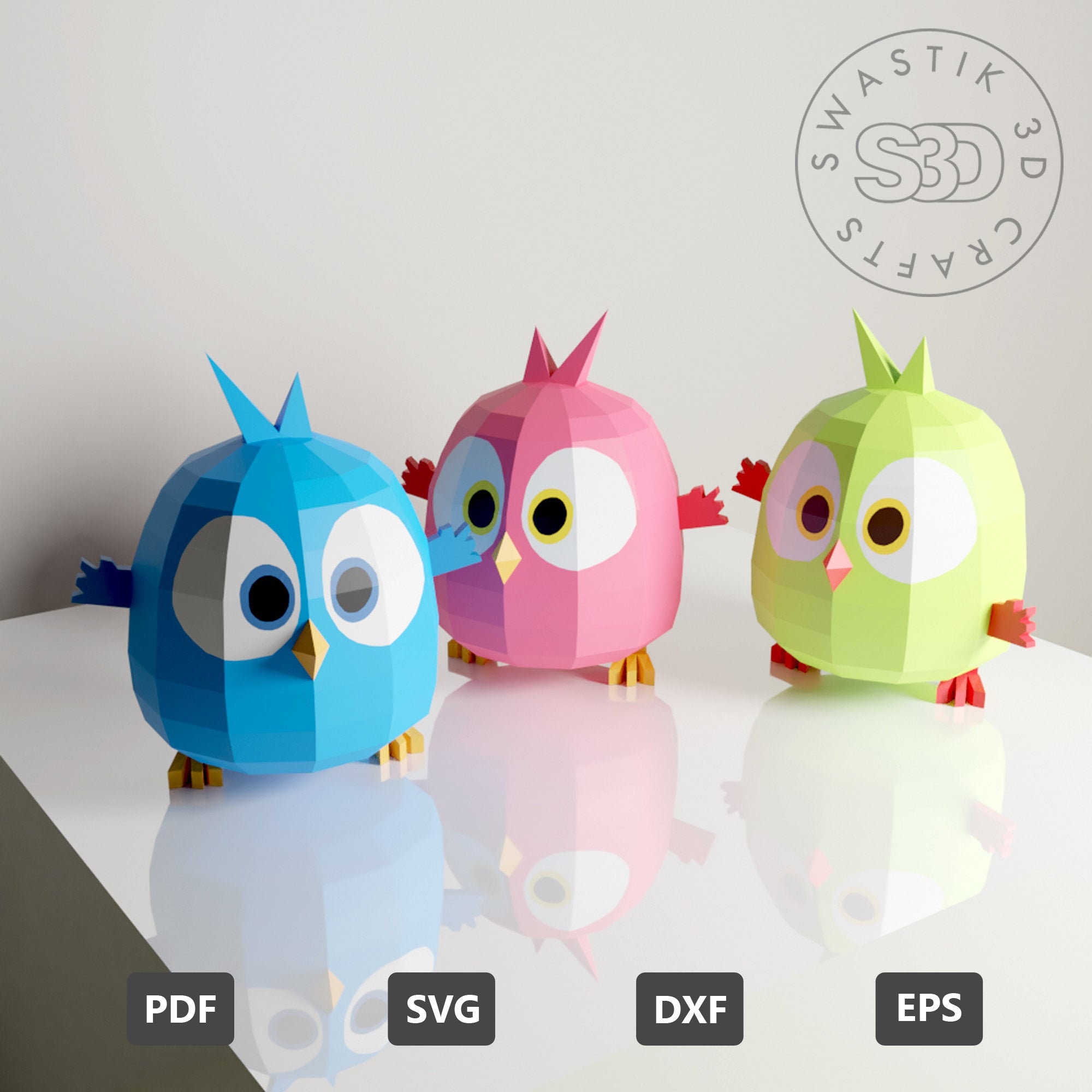 PDF Template of Baby Bird on Moon / Hatchling / Papercraft / - Etsy