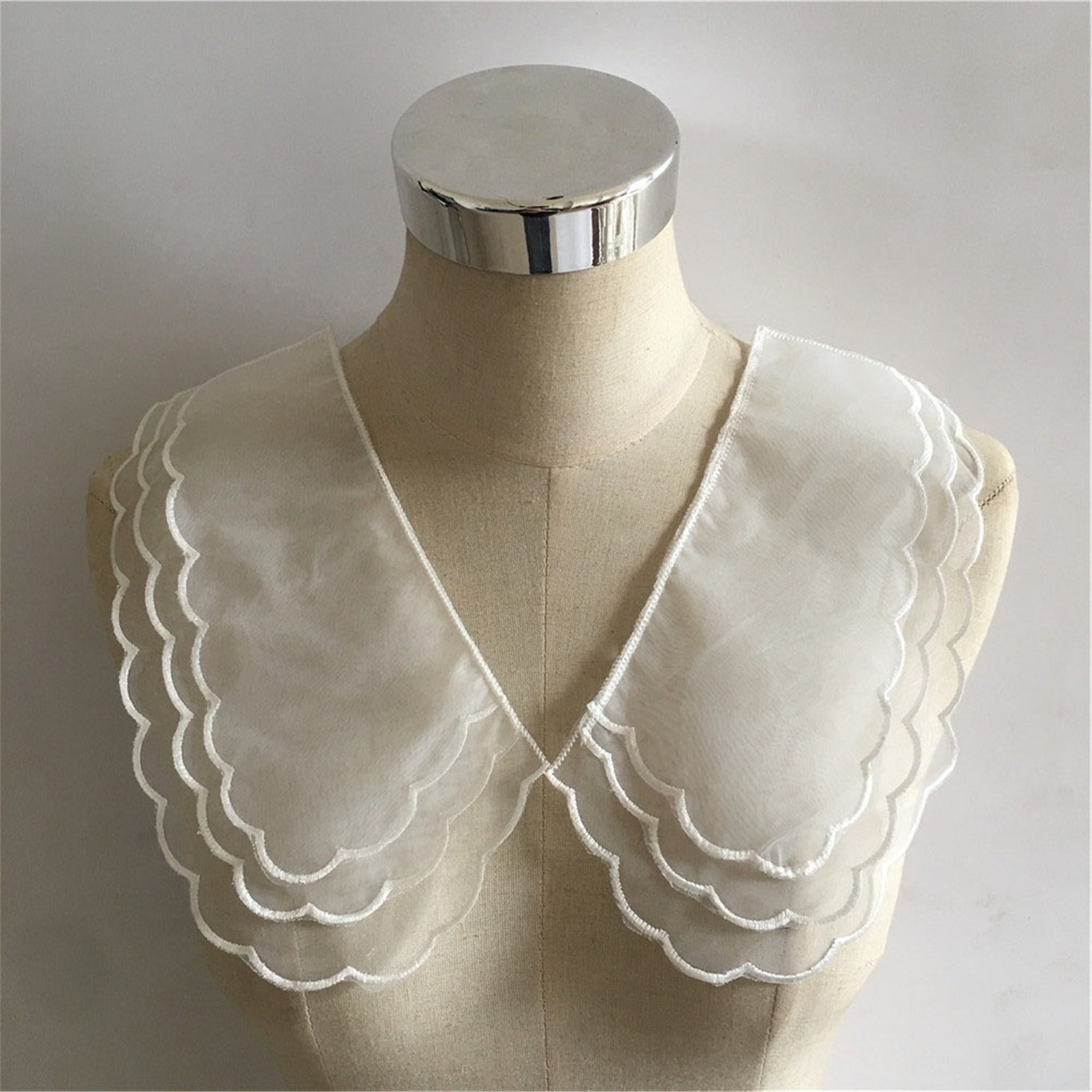 DIY Tulle Lace Collar Vneck Mesh Embroidery Lace Collar Etsy