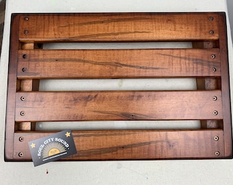 Furniture Quality Pedalboard - Rustic Finish Wormhole Maple