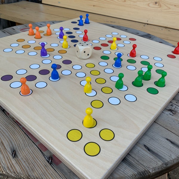 Sehr großes Brettspiel aus Holz 57 x 57 cm l  6 Spieler Art.Nr.: 46502