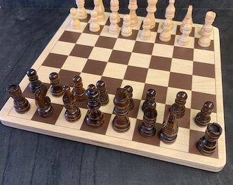 Juego de ajedrez de madera 26 x 26 cm l Juego familiar, familia, regalo, Navidad, cumpleaños infantil, 2 jugadores N.º de artículo: 46505