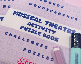 Musical Theatre Activity Puzzle Book | Wordsearches | Crosswords | Challenges | Cosy Stagey Gift