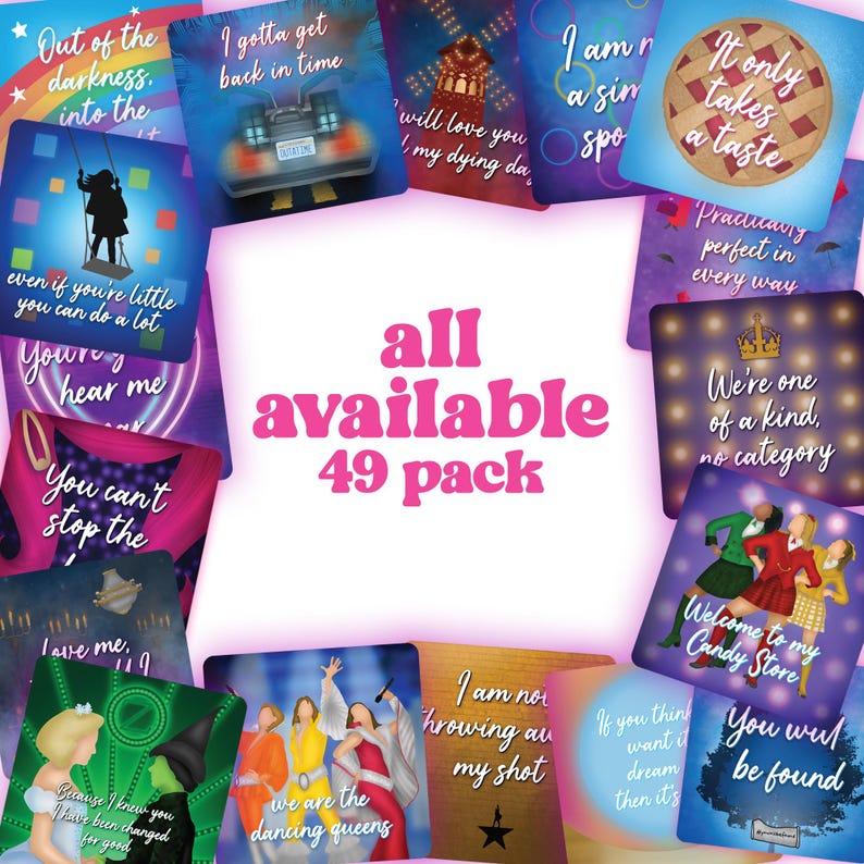 Musical Theatre Quote Mini Prints: Collectible Gift Set (10x10cm) 2 Complete (49)