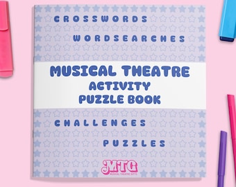 Musical Theatre Activity Puzzle Book | Wordsearches | Crosswords | Challenges | Cosy Stagey Gift