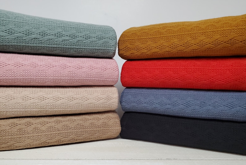 Cable Sweater Knit Fabric by the Yard Solid Color Variety Etsy